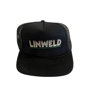 Vintage Linweld Gas Truckers Hat Snapback Cap Black 90s Logo Black Madhatter